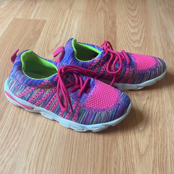 Pro Sport Girls Sport Shoes, Sneakers, Size 2, Color: hot-pink/neon-green, multi - Picture 2 of 9
